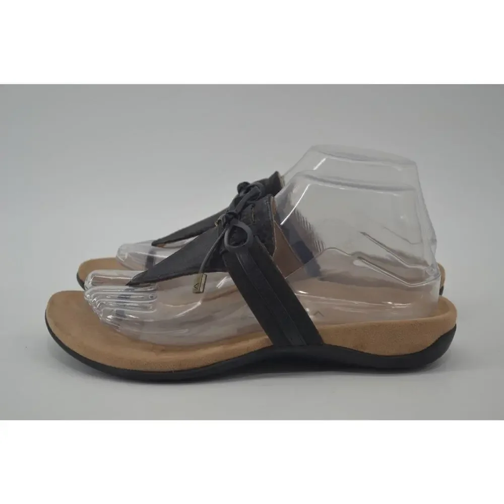Vionic Black and Tan Comfort Thong Sandals